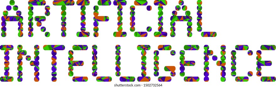 Artificial Intelligence (AI) phrase with colorful polygonal pattern on background