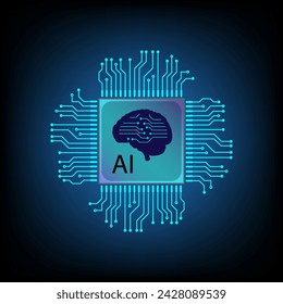 Artificial intelligence AI pictogram circuit line style. Micro processor unit storage database. Smart network digital technology.