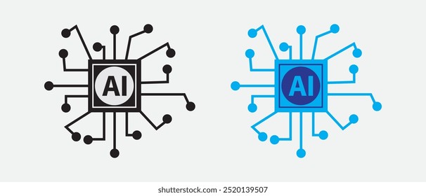 Artificial Intelligence AI pictogram icon symbol. Artificial Intelligence on White Background. vector illustration.