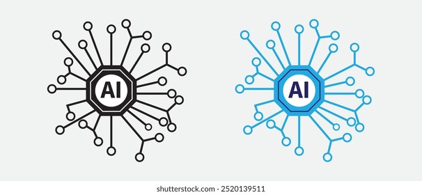Artificial Intelligence AI pictogram icon symbol. Artificial Intelligence on White Background. vector illustration.