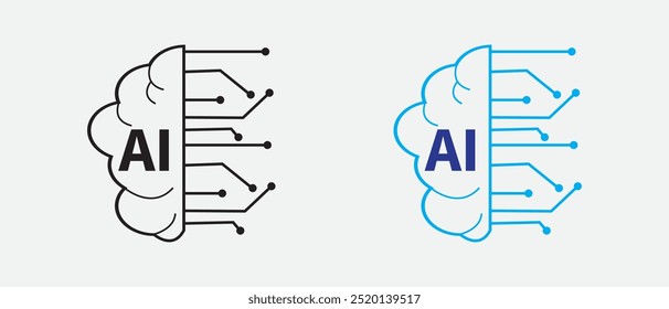 Inteligencia Artificial AI pictograma icono símbolo. Inteligencia artificial sobre fondo blanco. Ilustración vectorial.