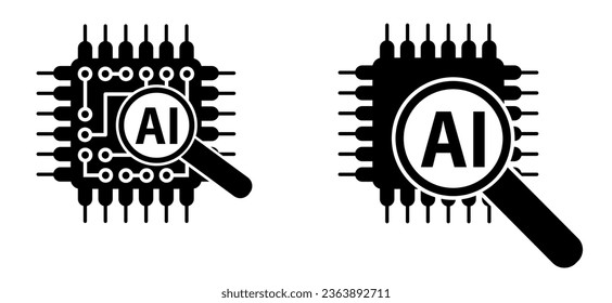 Artificial intelligence AI pictogram. Technology related to artificial intelligence, computers and systems that are intelligent, graphic of robot. Vector ai generated logo or symbol. AI generator.