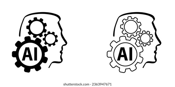 Artificial intelligence AI pictogram. Technology related to artificial intelligence, computers and systems that are intelligent, graphic of robot. Vector ai generated. Tech icon. Human head, avatar