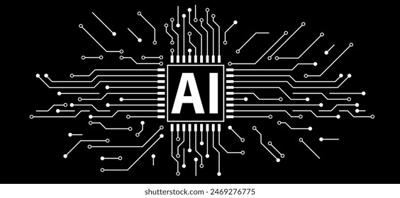 Pictograma de inteligencia artificial AI. Tecnología relacionada con inteligencia artificial, computadoras y sistemas que sean inteligentes, gráficos de robot. logotipo o símbolo generado por la ia de Vector. Icono de tecnología