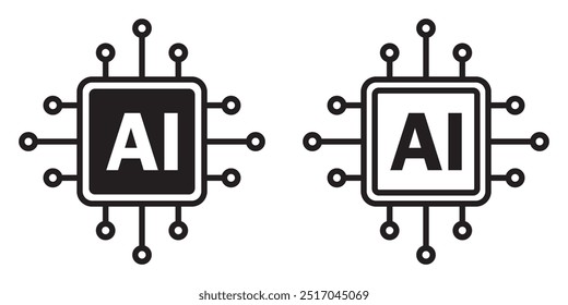 Pictograma de inteligencia artificial. Tecnología relacionada con la inteligencia artificial, computadoras y sistemas que son inteligentes, gráficos de robot. Vector ai generó logo o simbolo.