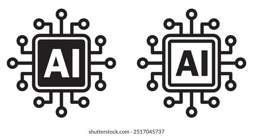 Pictograma de inteligencia artificial. Tecnología relacionada con la inteligencia artificial, computadoras y sistemas que son inteligentes, gráficos de robot. Vector ai generó logo o simbolo.