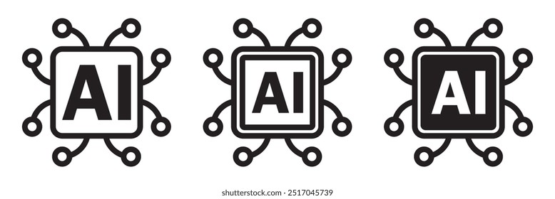 Pictograma de inteligencia artificial. Tecnología relacionada con la inteligencia artificial, computadoras y sistemas que son inteligentes, gráficos de robot. Vector ai generó logo o simbolo.