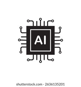 Artificial intelligence AI pictogram. Technology related to artificial intelligence, computers and systems that are intelligent, graphic of robot. Vector ai generated logo or symbol.