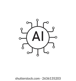 Artificial intelligence AI pictogram. Technology related to artificial intelligence, computers and systems that are intelligent, graphic of robot. Vector ai generated logo or symbol.