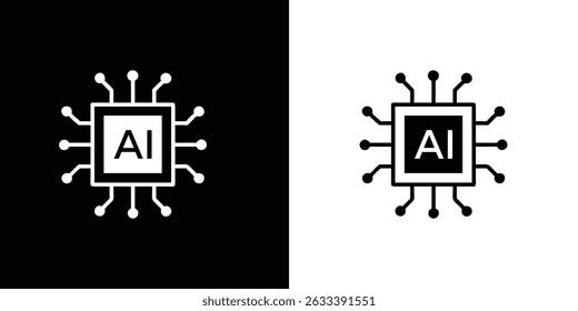 Artificial intelligence AI pictogram.Technology related to artificial intelligence,computers and systems that are intelligent,graphic of robot. icon vector
