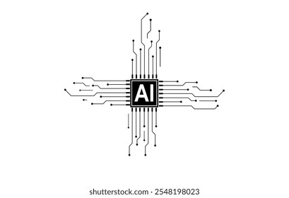 Inteligencia artificial AI en formato png. Concepto de Big Data e inteligencia artificial relacionado con inteligencia artificial, computadoras y sistemas inteligentes, gráficos robóticos. Aprendizaje automático