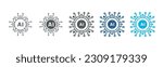 Artificial intelligence AI processor chip icon.AI Processor circuit vector set.Mini AI CPU icon in flat style thin line icon collection on white background.Vector illustration.