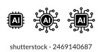 Artificial intelligence AI processor chip icon.AI Processor circuit vector set. Mini AI CPU icon collection