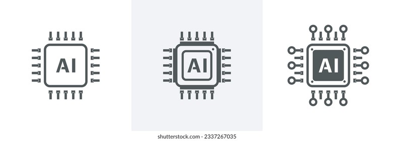 Artificial intelligence AI processor chip icon.Mini AI CPU icon in flat style.modern GPU card style thin line icon collection on white background, Vector illustration
