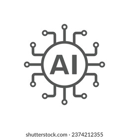 Inteligencia Artificial, símbolo del vector del chip del procesador AI para el diseño gráfico, logotipo, sitio web, medios sociales. Stroke editable. EPS 10