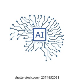Artificial intelligence AI processor chip vector icon symbol for graphic design, logo, web site, social media. vector