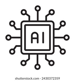 Artificial intelligence ai processor chip icon. vector illustration.