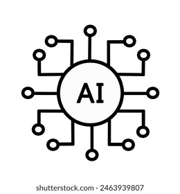 Artificial intelligence AI processor chip icon