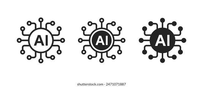 Vector de chip de procesador de inteligencia artificial. Ai logo Concepto