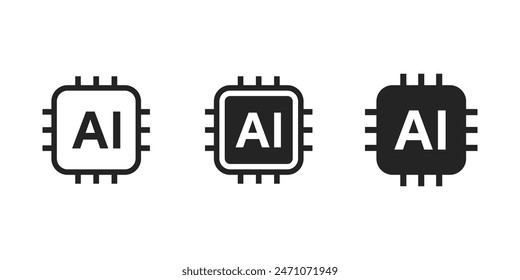 Artificial intelligence AI processor chip vector icon symbol. AI system icon illustration vector