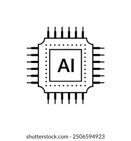 Artificial intelligence AI processor chip icon.AI Processor circuit vector illustration.