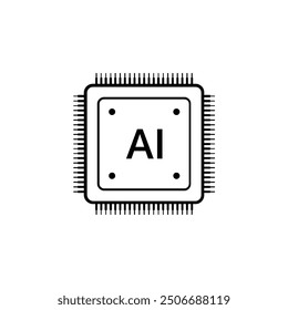 Artificial intelligence AI processor chip vector icon .AI Processor board circuit vector illustration.