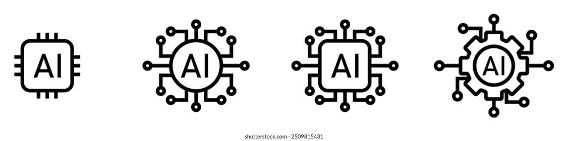 Inteligência artificial AI processador chip vetor ícone símbolo. Ícone do sistema do AI ilustração vetor. stock vetor. ilustração. eps 10.