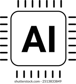 Artificial intelligence AI processor chip vector icon symbol for graphic design, logo, web site, social media. vector	
