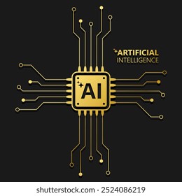 Inteligência artificial AI processador chip icon.AI Processador circuito vetor conjunto. Coleção de ícones do Mini AI CPU