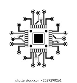 Artificial intelligence AI processor chip icon. Mini AI CPU icon. 