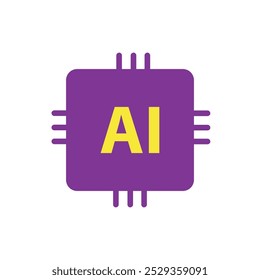 Artificial intelligence AI processor chip icon.AI Processor circuit vector set. Mini AI CPU icon
