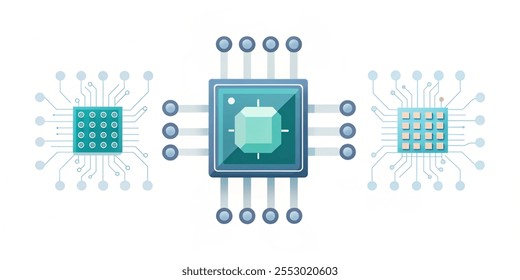 Inteligencia artificial AI procesador chip icono Vector.AI procesador circuito Vector conjunto colección. Ilustración vectorial de colección de ícono de CPU Mini AI con fondo blanco.