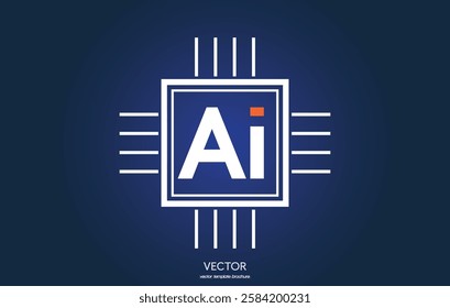 Artificial intelligence AI processor chip vector icon symbol. Vector