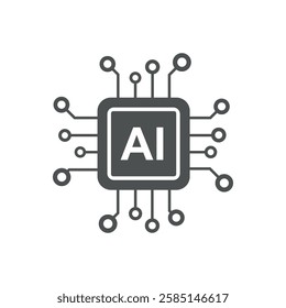 Artificial intelligence AI processor chip icon. AI Processor circuit. Mini AI CPU icon vector illustration.