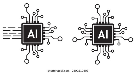 Artificial intelligence AI processor chip vector icon symbol. AI system icon illustration vector. stock vector. illustration. eps 10.