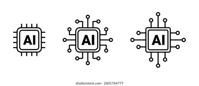 Artificial intelligence AI processor chip vector icon. AI system icon vector illustration