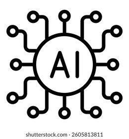 Artificial intelligence AI processor chip icon