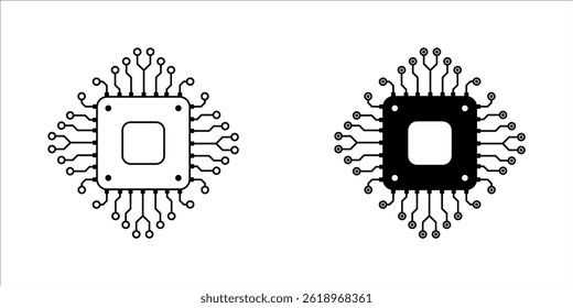 Artificial intelligence AI processor chip icon.AI Processor circuit vector set.