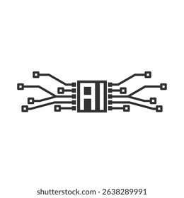 Artificial intelligence AI processor chip icon isolated on white background