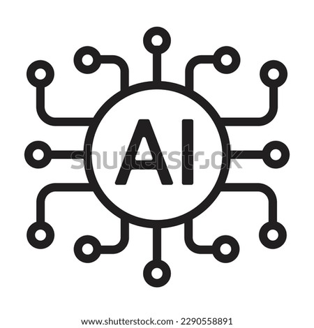 Artificial intelligence AI processor chip vector icon symbol for graphic design, logo, web site, social media. vector