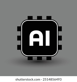 Artificial intelligence AI processor setting vector icon web site, logo, social media. vector	