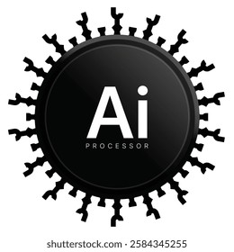 Artificial intelligence AI processor setting vector icon web site, logo, social media. vector concept