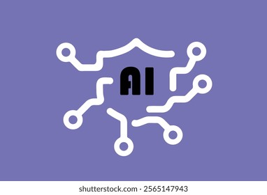 Artificial intelligence AI protection shield illustration