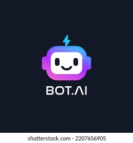 Artificial Intelligence AI Robot Chat Bot Logo Vector Template