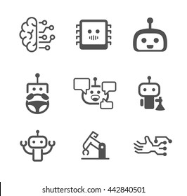 Artificial Intelligence (AI), Robot Icons Set