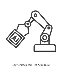 Artificial intelligence ai robotic arm industry automation technology innovation vector icon for manufacturing