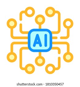 vector de icono de color de esquema de ayuda de inteligencia artificial. señal de esquema de inteligencia artificial. ilustración de símbolo aislado