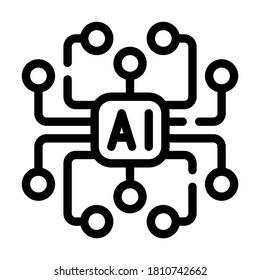 artificial intelligence ai scheme line icon vector. artificial intelligence ai scheme sign. isolated contour symbol black illustration