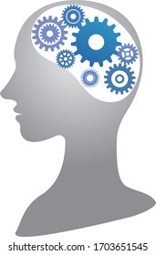 
Artificial intelligence AI silhouette and gears