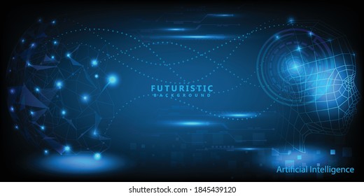 Inteligencia artificial tecnología IA de fondo futurista.Ilustraciones vectoriales.